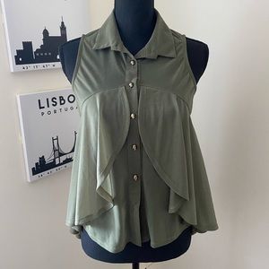 Olive green, soft & flowy swing tank top [small]